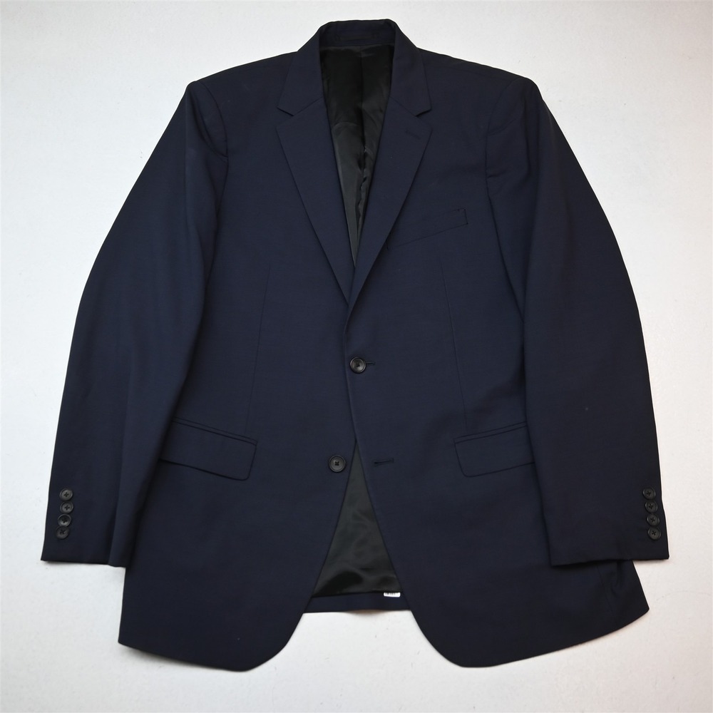 Theory 42R Dark Steel Blue Gray Stretch Wool Mens Blazer Suit Jacket Sport Coat